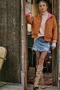 Contrast Puffer Jacket