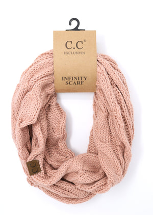 C.C. Solid Cable Knit Infinity Scarf